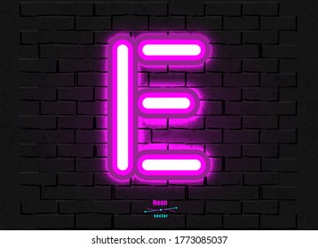 Neon letter on a brick vector backround. Contains mesh