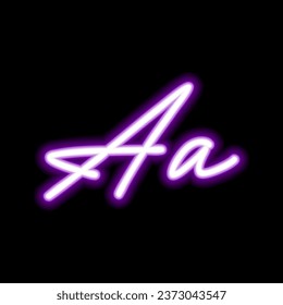 Neon letter A on dark background, vector illustration