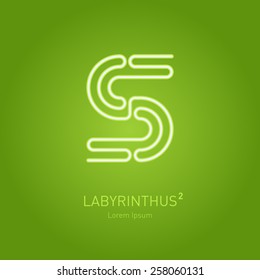 Neon letter S. Vector design element with glow effect. Logo template. Spring colors.