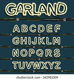 Neon letter set with wires, vector