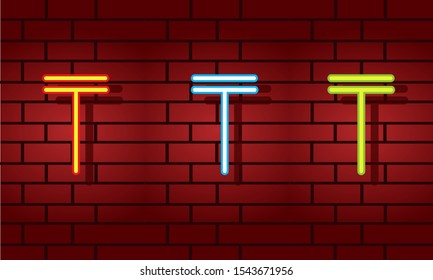 Neon Letter T initial based letter icon logo  