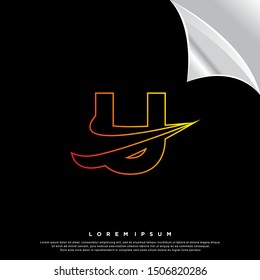 neon letter U logo. simple design. vector icon illustration