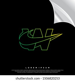 neon letter W logo. simple design. vector icon illustration