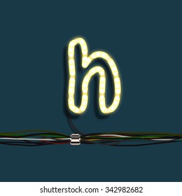 Neon letter with wires, vector