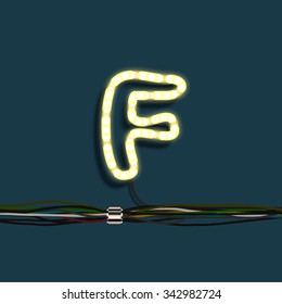 Neon letter with wires, vector