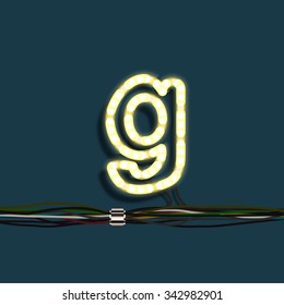 Neon letter with wires, vector