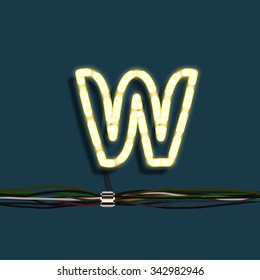 Neon letter with wires, vector