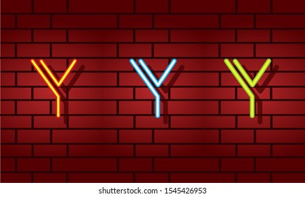 Neon Letter Y initial based letter icon logo Unique modern creative elegant geometric fashion brands black and white color