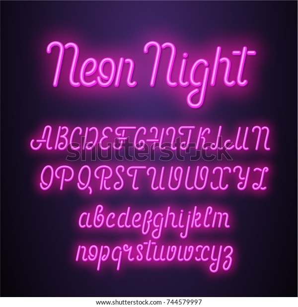 Neon Lettering Font Vector Illustration Stock Vector (Royalty Free ...