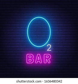 Neon Lettering Oxygen Bar On A Dark Background.