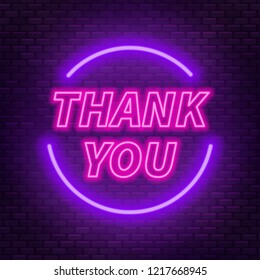 Neon Lettering Thank You On Dark Stock Vector (Royalty Free) 1218355663