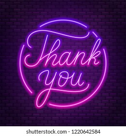 Neon Lettering Thank You On Dark Stock Vector (Royalty Free) 1220642584 ...