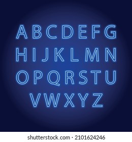 neon letters. alphabet on a dark background. vector