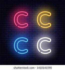 Neon letters, font on dark blue background. Vector illustration of eps 10.