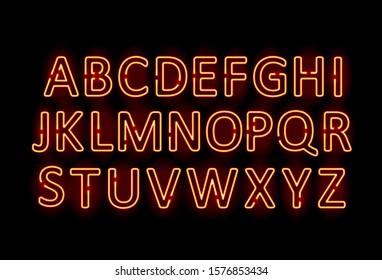 Neon Letters. Graphic Template. Vector Background