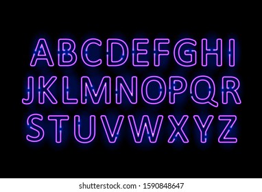 Neon letters. Graphic template. Vector background