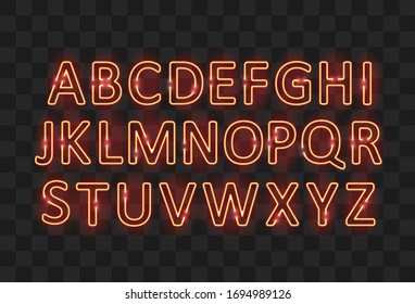 Neon letters. Graphic template. Vector background