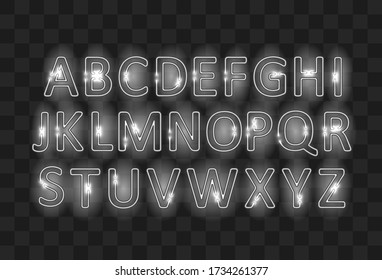 Neon letters. Graphic template. Vector background