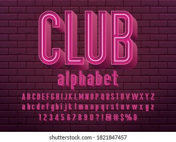 Neon light 3D alphabet design