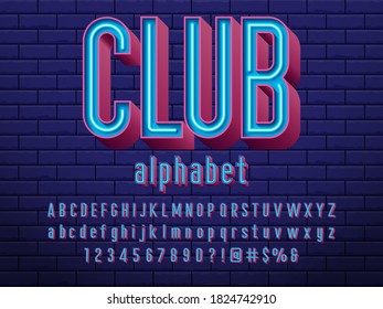 Neon light 3D alphabet design