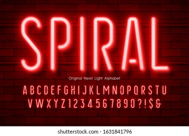 Neon light 3d alphabet, extra glowing modern type. Swatch color control.