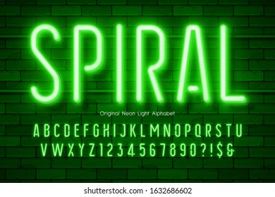 Neon light 3d alphabet, extra glowing modern type. Swatch color control.