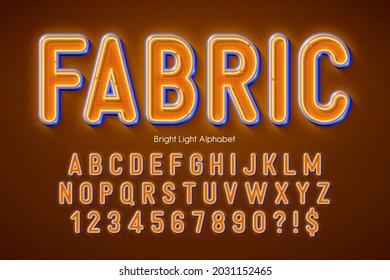 Neon light 3d alphabet, extra glowing origainal type. Swatch color control.