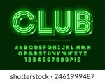 Neon light 3d alphabet, retro-futuristic original type. Swatch color control.