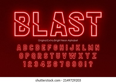 Neon light 3d alphabet, retro-futuristic origainal type. Swatch color control.