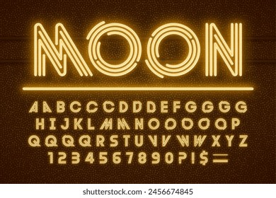 Neon light 3d alphabet, retro-futuristic original type. Swatch color control.