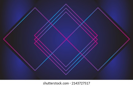 Neon light abstract lines on dark blue background