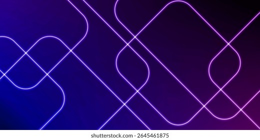 luz neon com retângulos de canto arredondado abstrato em um fundo colorido