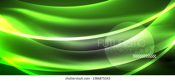 Neon light abstract waves backgrounnd