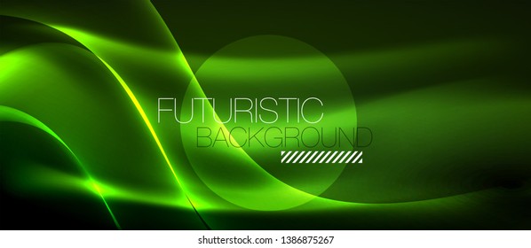 Neon light abstract waves backgrounnd