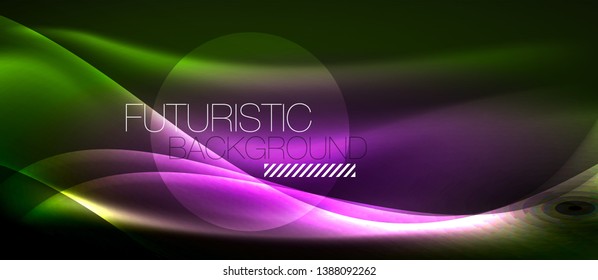 Neon light abstract waves design