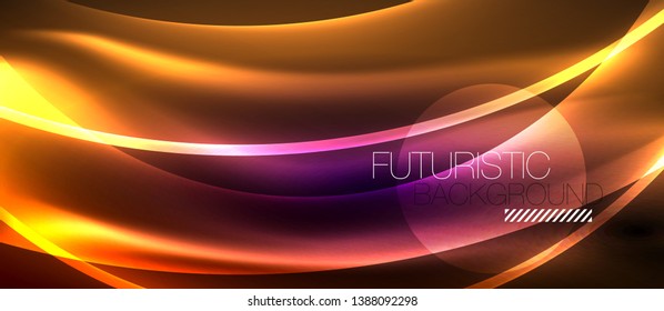 Neon light abstract waves design