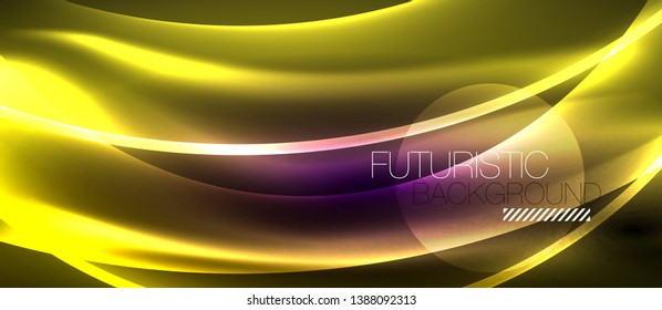 Neon light abstract waves design