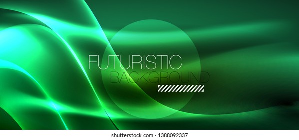 Neon light abstract waves design