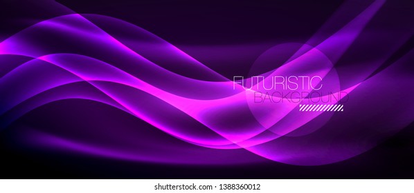 Neon light abstract waves design