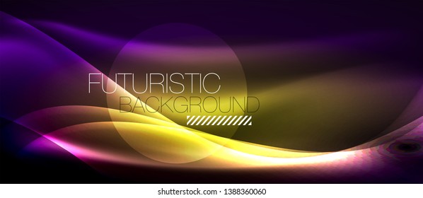 Neon light abstract waves design