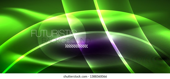 Neon light abstract waves design