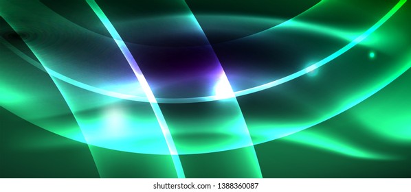 Neon light abstract waves design