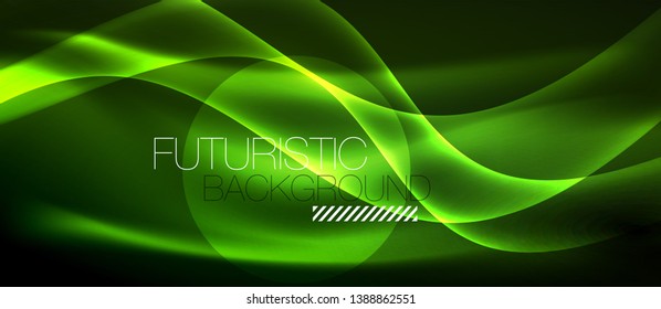 Neon light abstract waves design