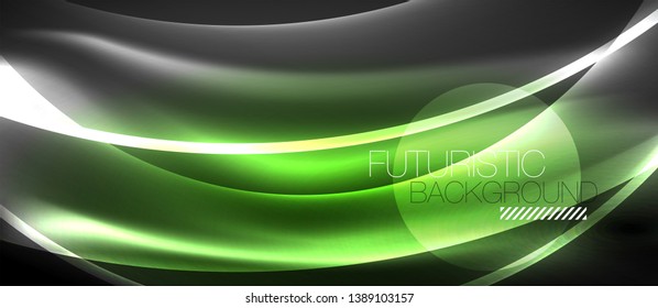 Neon light abstract waves design
