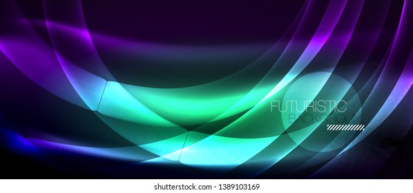 Neon light abstract waves design