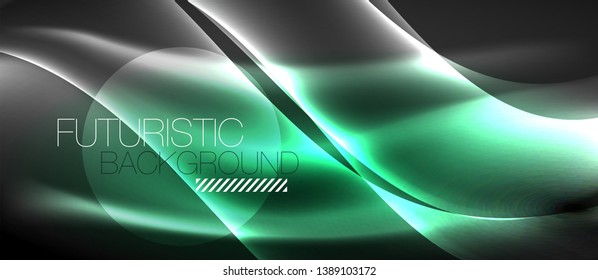 Neon light abstract waves design