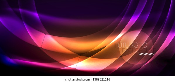 Neon light abstract waves design