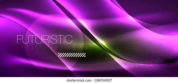 Neon light abstract waves design