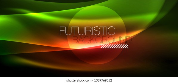 Neon light abstract waves design