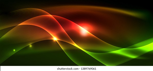 Neon light abstract waves design